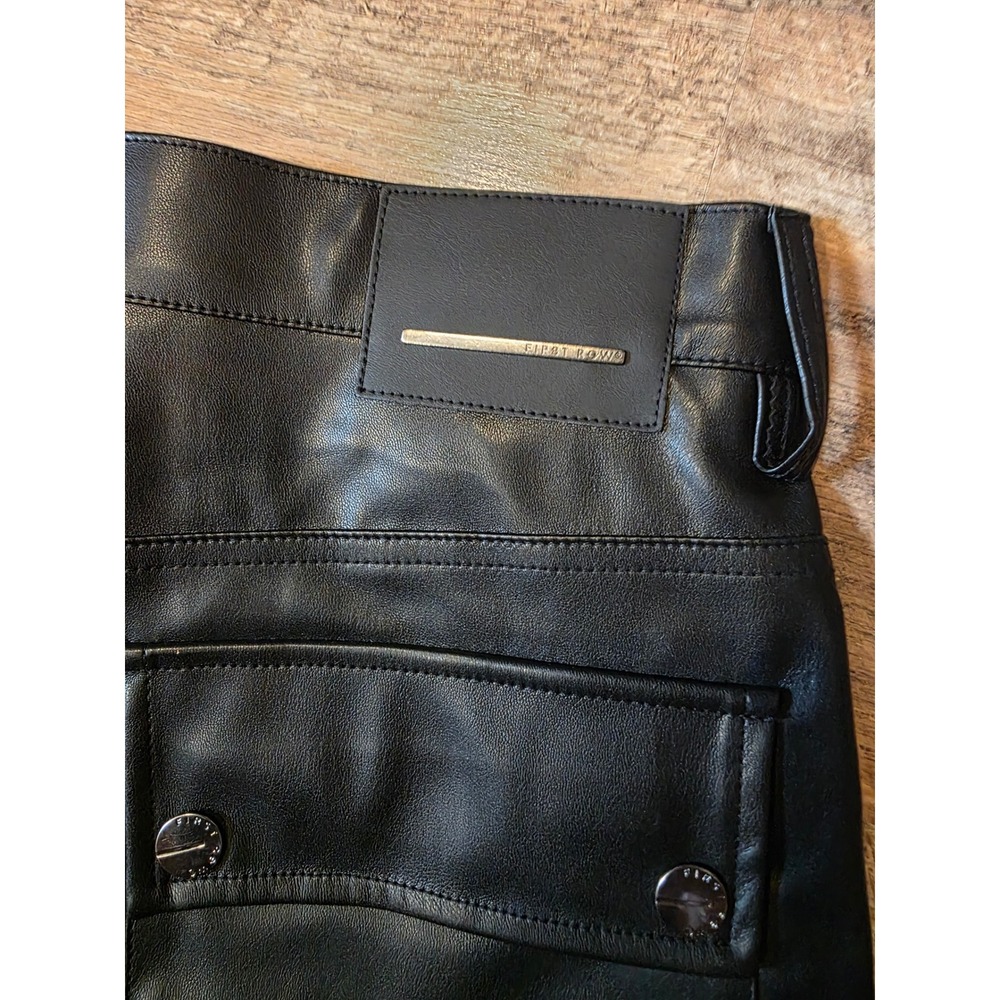 First Row Mens Black Faux Leather Stacked Cargo Jeans FRP3007 Size 34 x 35 NWT - Picture 5 of 5